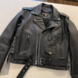 Leather Biker Jacket - Size 42